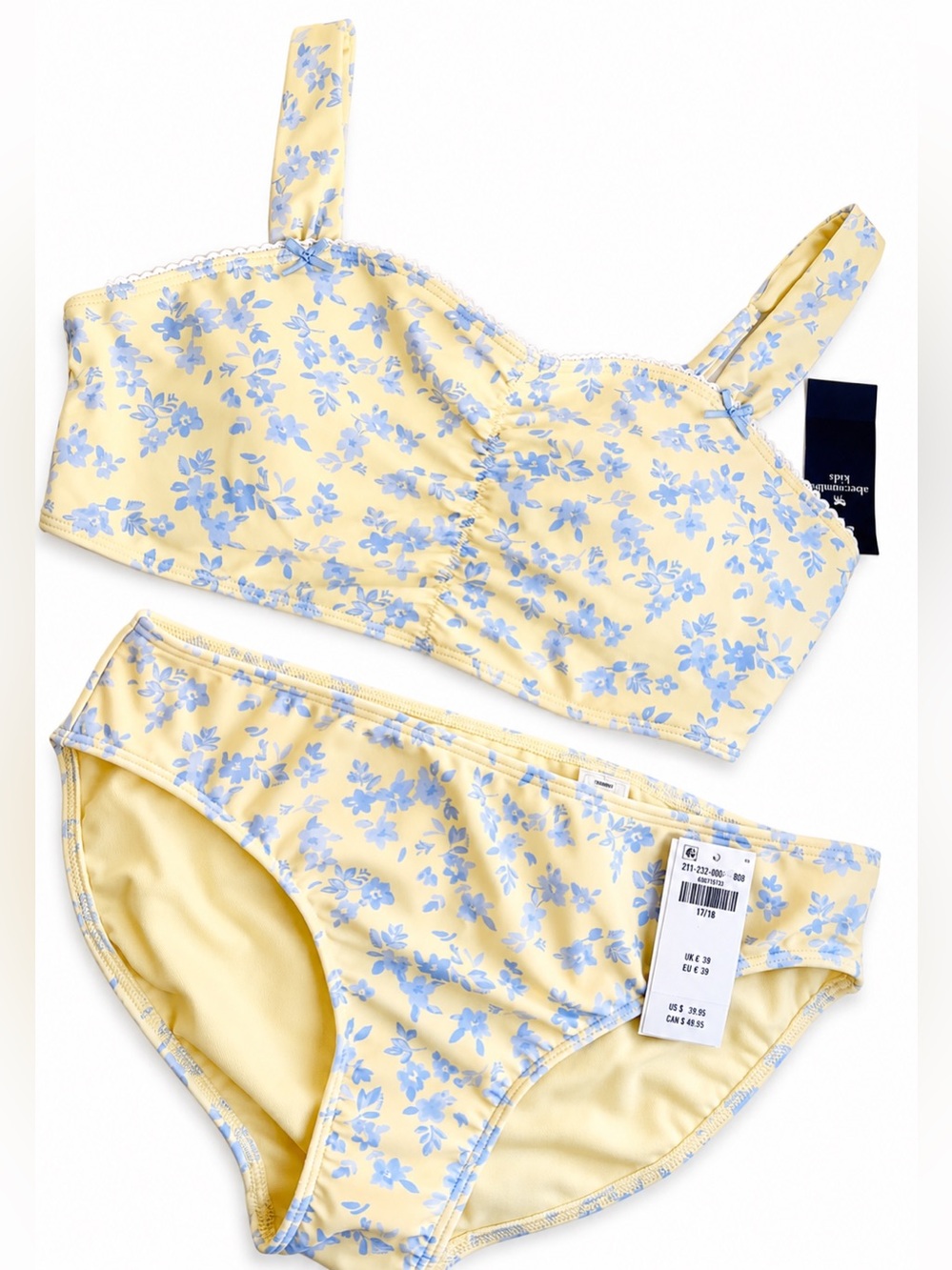 Abercrombie kids Yellow & Blue Floral Bikini Swim Set Size 17/18 NEW WITH TAGS